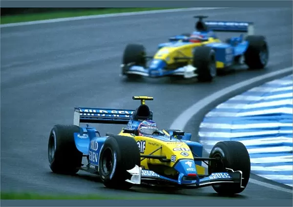 Formula One World Championship: Jarno Trulli Renault R23 who picked up the final world championship point with an eighth place finish, leads