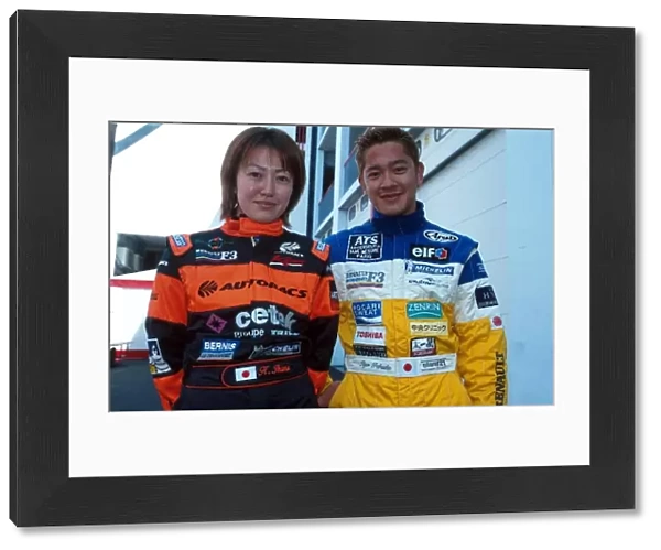 French Formula Three Championship: Race winner Ryo Fukuda, right, with Keiko Ihara