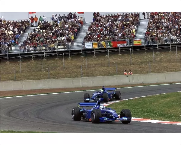 Formula One World Championship: Jean Alesi Prost Acer AP04 leads Luciano Burti Prost Acer AP04
