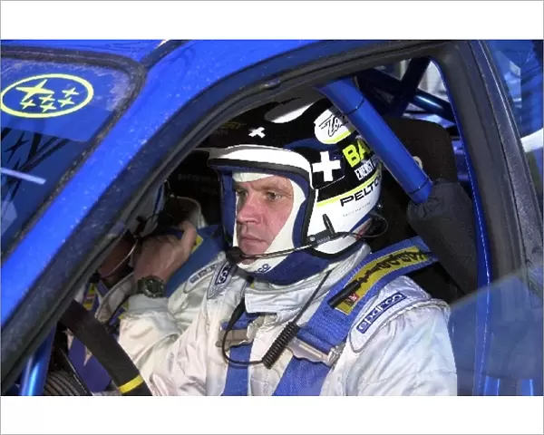 World Rally Testing: Tommi Makinen prepares to test drive the Subaru Impreza WRC for the first time