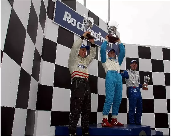 British F3 Winter Series: Race 1 podium, Ernesto Viso, Rob Austin, Robin Rudholm. British F3 Winter Series, Rockingham, England, 2 November 2002