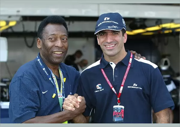 Formula One World Championship: football legend Pele with Marc Gene Williams Test Driver
