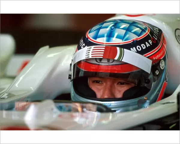 Formula One World Championship: Test driver Takuma Sato BAR Honda 003 prepares for action