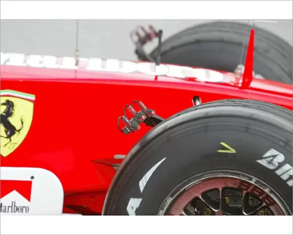 Formula One Testing: Ferrari conducted tyre testing for Bridgestone using special tyre temperature sensors over the tyres