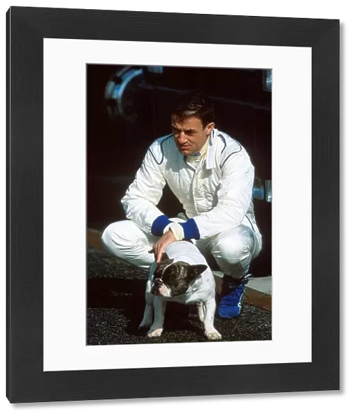 Formula One Testing: Jean Alesi Prost Ferrari AP04 with his pet dog