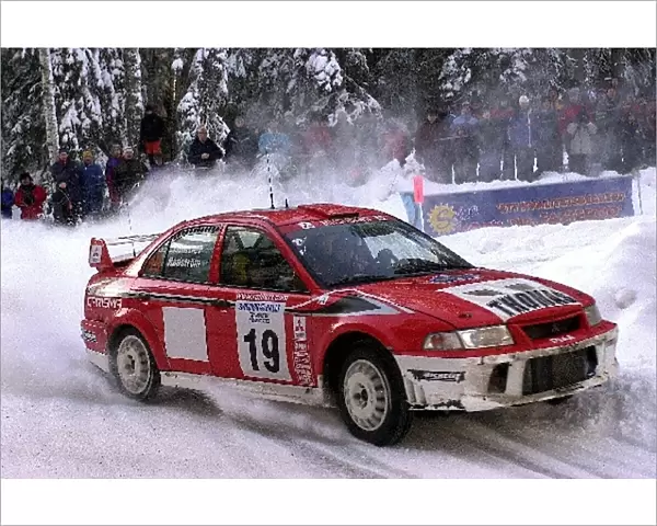 Thomas Radstrom(SWE) in action on the second day Swedish Rally. February 9-11th, 2001