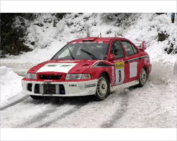 2001 World Rally Championship: Freddy Loix during shakedown in his Mitsubishi Lancer