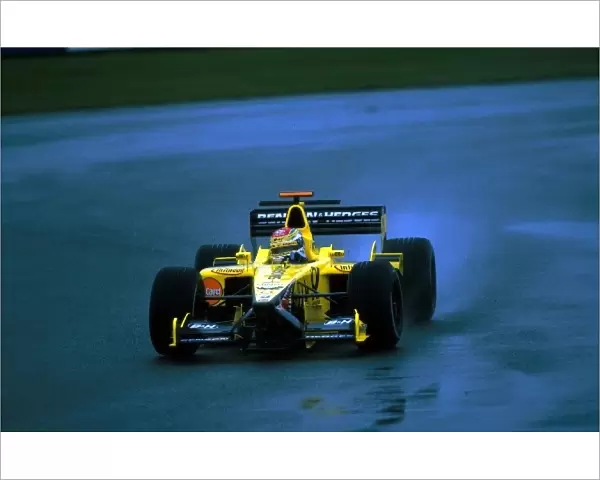 Formula One Testing: Justin Wilson makes his Formula One testing debut in the Jordan EJ11 at a wet Silverstone