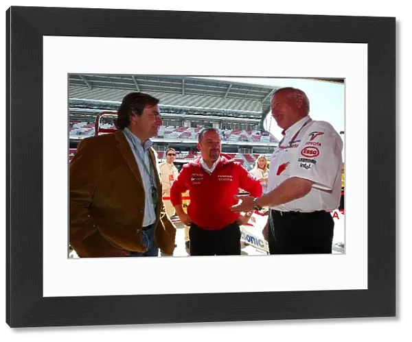Formula One World Championship: Citroen rally driver Carlos Sainz; Mike Gascoyne Toyota Technical Director; Ove Andersson Panasonic Toyota Racing