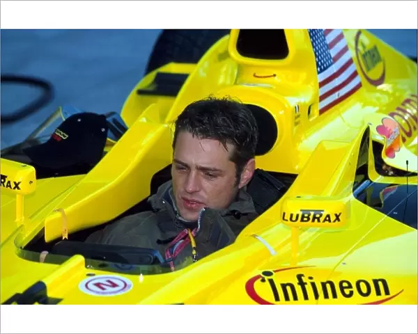 Formula One World Championship: Former actor Jason Priestley tries the cockpit or the Jordan Honda EJ11 for size