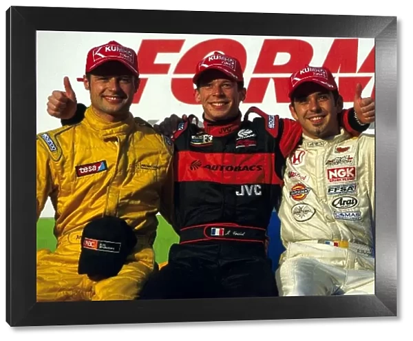 International Formula Three: Race winner Jonathan Cochet, 2nd place Andy Priaulx and 3rd place Benoit Treluyer