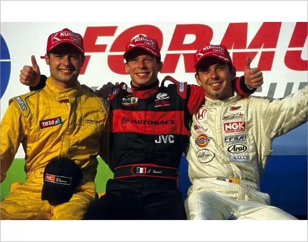 International Formula Three: Race winner Jonathan Cochet, 2nd place Andy Priaulx and 3rd place Benoit Treluyer