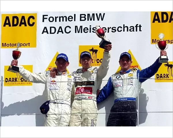 ADAC Formula BMW Championship: The podium Left to Right: Rienhard Kofler Maximillian Gotz Christian Mamerow
