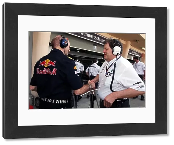Formula One World Championship: Adrian Newey Red Bull Racing Chief Technical Officer with Norbert Haug Mercedes Sporting Director