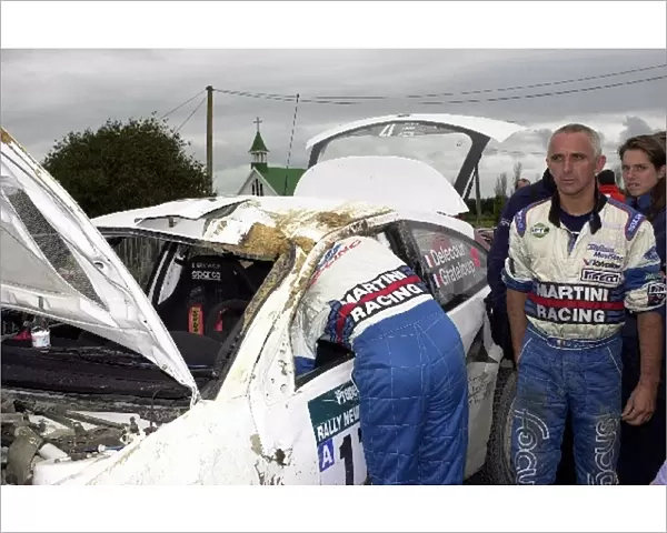 World Rally Championship: Francois Delecour Ford Focus WRC at a time control after rolling on stage 9