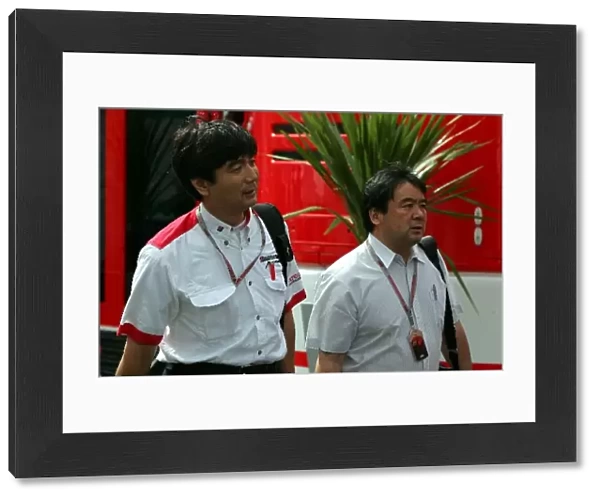 Formula One World Championship: Hisao Suganuma Bridgestone Motorsport Technical Manager and Hirohide Hamashima Head of Bridgestone Tyre Development