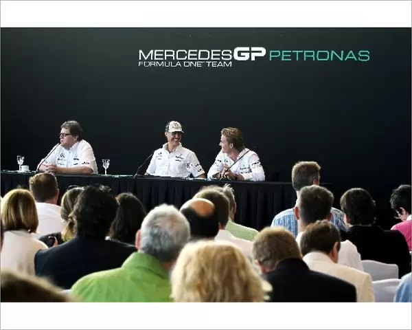 Formula One World Championship: Norbert Haug Mercedes Sporting Director with Michael Schumacher Mercedes GP and Nico Rosberg Mercedes GP at