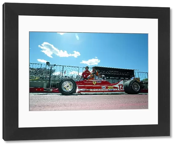 Formula One World Championship: Richard Griot drives the ex Gilles Villeneuve Ferrari 312T4 in the Historic Grand Prix support race
