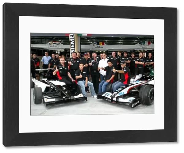 Formula One World Championship: The Minardi F1 team meet the Minardi Team Asia Formula BMW Team in the pitlane