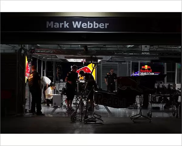 Formula One World Championship: Red Bull Racing garage at night