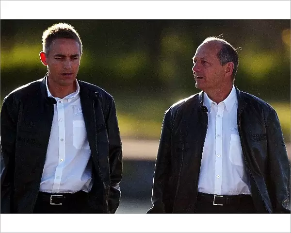 Formula One World Championship: Martin Whitmarsh McLaren Managing Director talks with Ron Dennis McLaren Team Owner as they arrive at the circuit