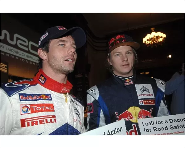 FIA World Rally Championship: L-R: Sebastien Loeb Citroen with Kimi Raikkonen Citroen Junior Team