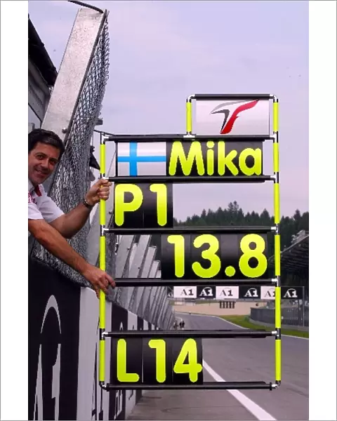 Formula One World Championship: A pitboard hung out for Mika Salo Toyota
