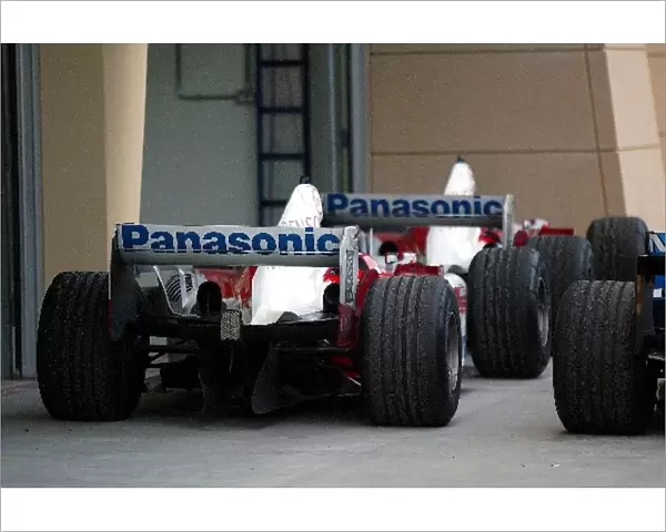 Formula One World Championship: The cars of Olivier Panis Toyota TF104 and Cristiano da Matta Toyota TF104 in parc ferme