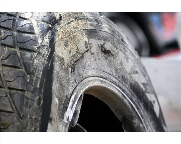 Formula One World Championship: The damaged car of Gianmaria Bruni Minardi Cosworth PS04B after his practice crash