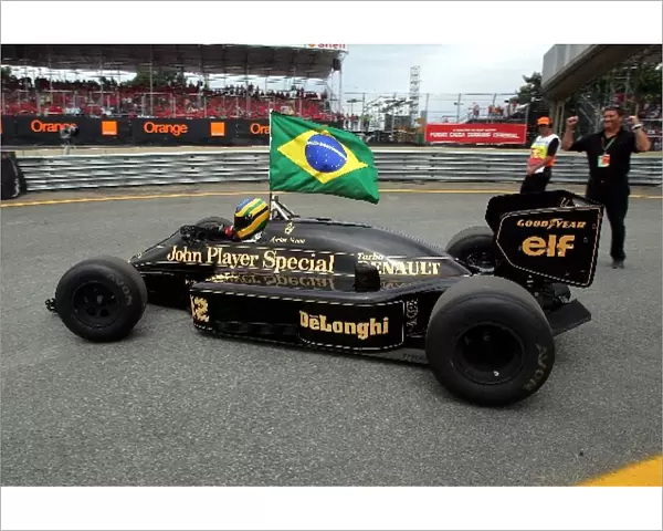 Formula One World Championship: Bruno Senna nephew of Ayrton Senna drives an ex-Ayrton Senna Lotus Renault 98T