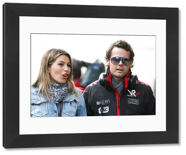 Formula One World Championship: Andy Soucek Virgin test driver with Nira Juanco La Sexta TV presenter