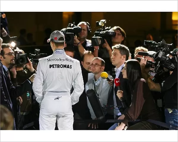 Formula One World Championship: Michael Schumacher Mercedes GP is interviewed by the media
