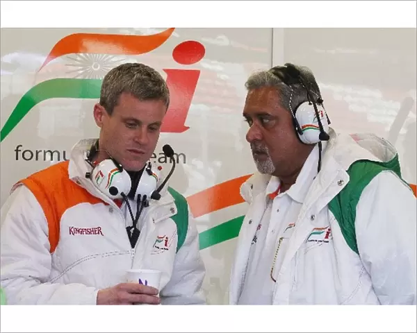 Formula One World Championship: Dominic Harlow Force India F1 Chief Race Engineer talks with Dr. Vijay Mallya Force India F1 Team Owner