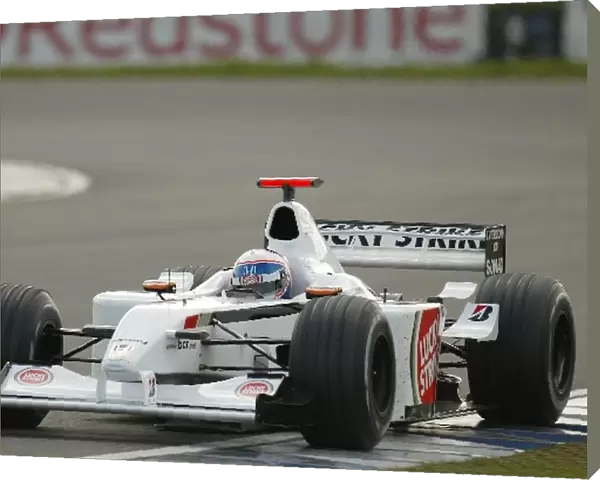Formula One Testing: British American Racing test driver Anthony Davidson driving last years BAR Honda 003