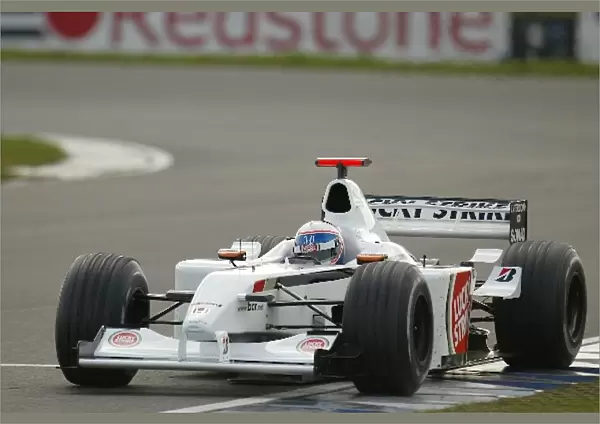 Formula One Testing: British American Racing test driver Anthony Davidson driving last years BAR Honda 003