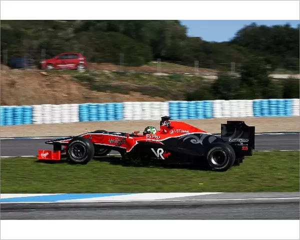 Formula One World Championship: Lucas di Grassi Virgin Racing VR-01 misses the pitlane entrance