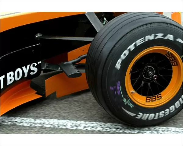 Formula One Testing: Arrows testing with sensor behind the front wheel