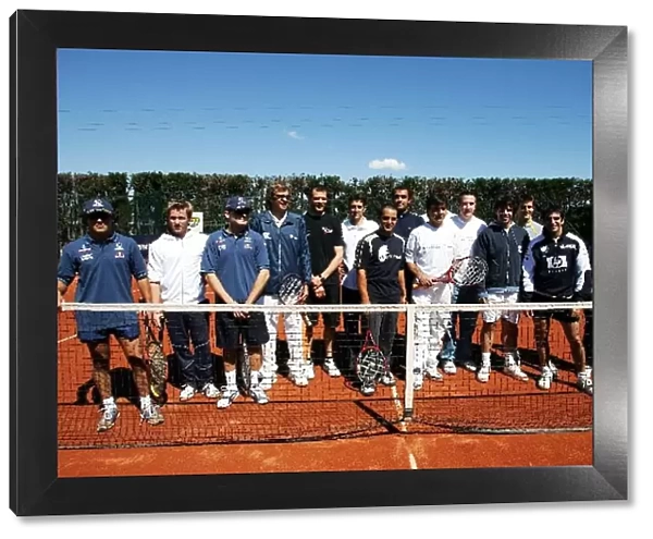 Formula One World Championship: The drivers join together for a photograph at the at the Sanchez-Casal Tennis academy