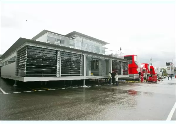 Formula One World Championship: The McLaren Motorhome takes shape prior to the GP weekend