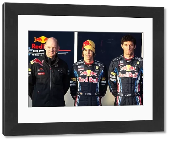 Formula One World Championship: Adrian Newey Red Bull Racing Chief Technical Officer with Sebastian Vettel Red Bull Racing and Mark Webber Red