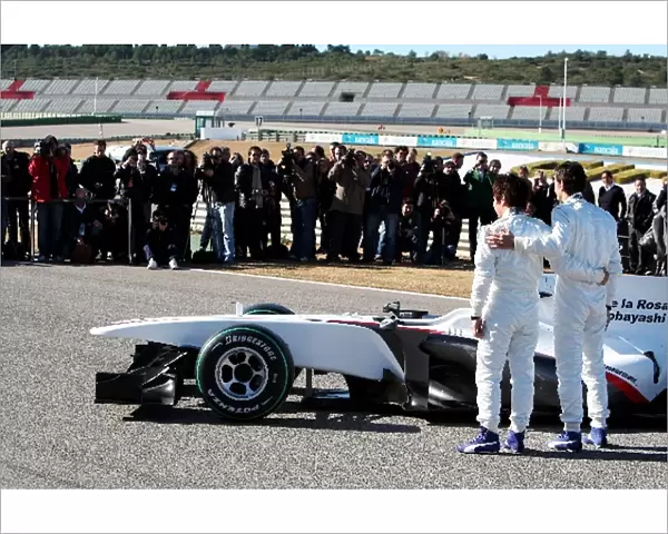 Formula One World Championship: Kamui Kobayashi BMW Sauber and team mate Pedro De La Rosa BMW Sauber unveil the new BMW Sauber C29