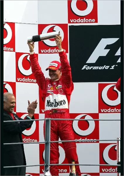 Formula One World Championship: Second place Michael Schumacher Ferrari on the podium