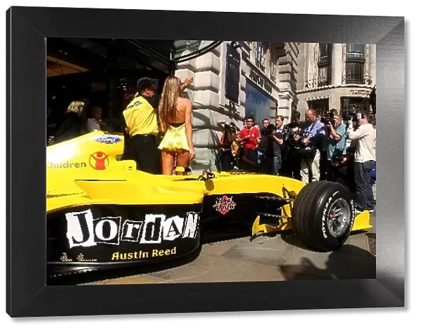 Formula One comes to Regent Street: Michelle Clack, Eddie Jordan Jordan teamboss, Leah Newman announce the drivers and running order for Formula