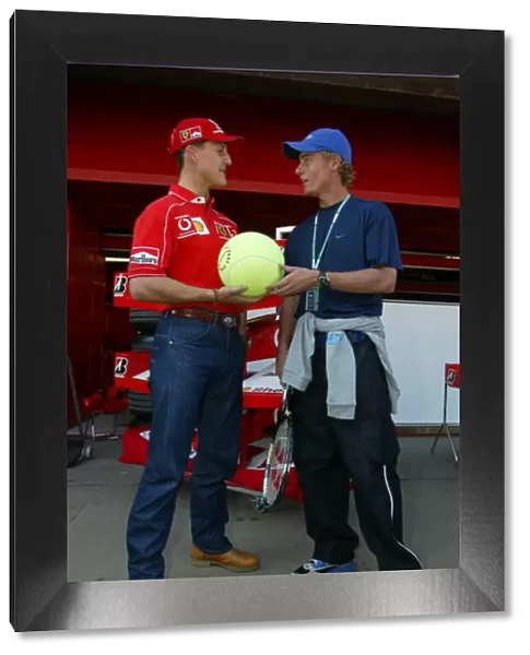 2002 Spanish Grand Prix - Preview Michael Schumacher and Australian tennis ace Leyton