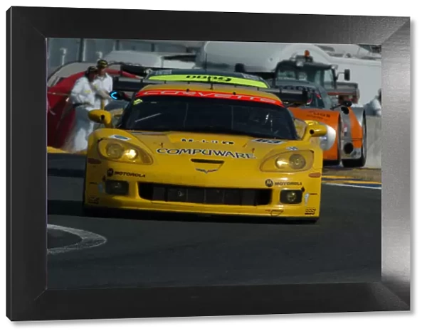 Le Mans-6  /  17  /  06-Corvette Racing C6R of Gavin  /  Beretta  /  Magnussen leads the Aston Martin