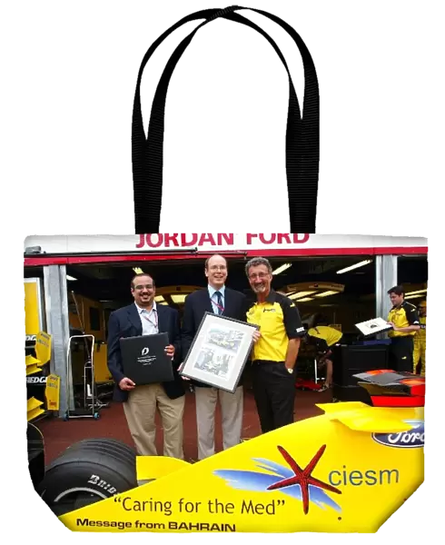 Formula One World Championship: Crown Prince Shaikh Salman of Bahrain; HSH Prince Albert of Monaco; Eddie Jordan Jordan Team Owner with CIESM