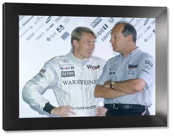 2000 Belgium Grand Prix. Spa Francorchamps, Belgium. 25th - 27th August 2000. Race winner Mika Hakkinen, with TAG McLaren Team Director Ron Dennis - portrait. World - LAT Photographic ref: 35 mm colour transparency