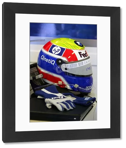 Formula One World Championship: Helmet and gloves of Mark Webber Williams