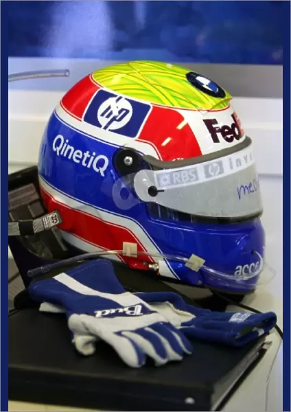 Formula One World Championship: Helmet and gloves of Mark Webber Williams