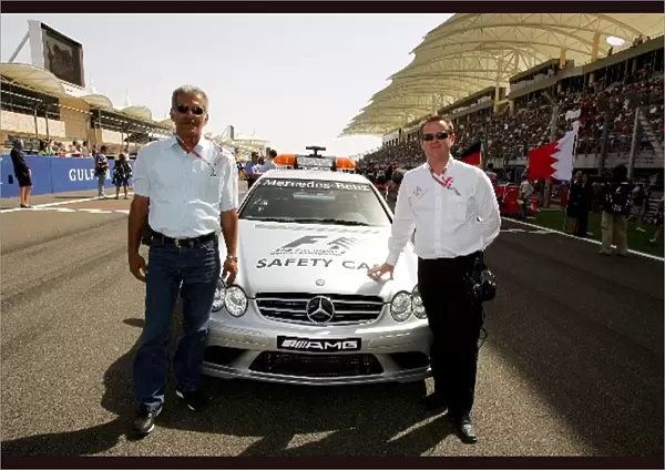 Formula One World Championship: Mark Hughes, Circuit Operations Director, Bahrain International Circuit on the grid with the Safety Car